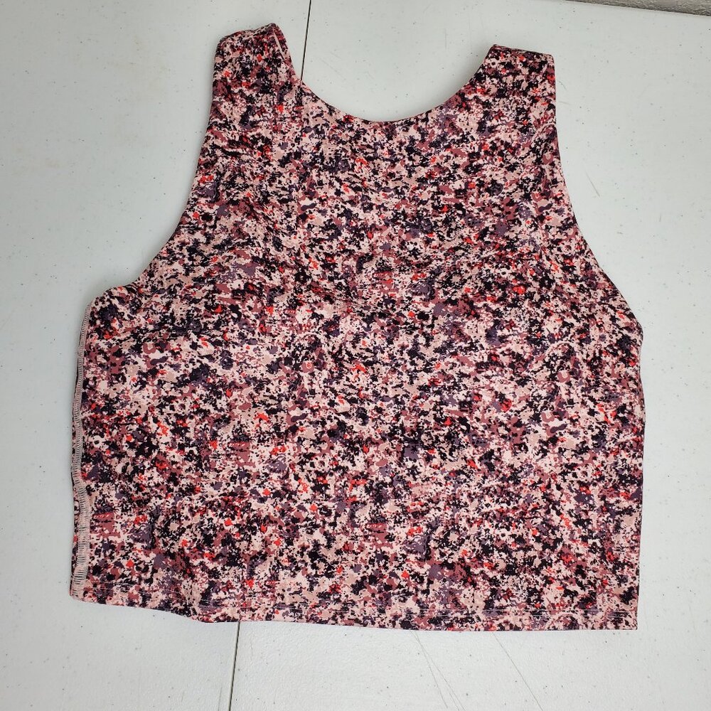 Athleta Conscious Crop Printed Crop Top A-C Pink Splatter Multicolor Womens XS